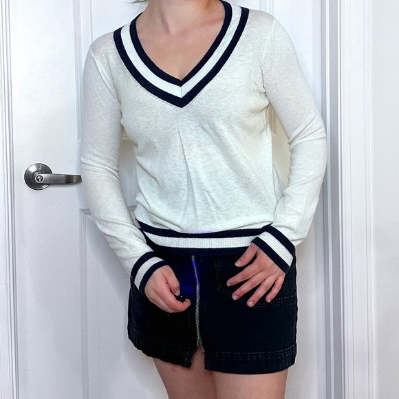 C&C California Cashmere Ivory Tennis Sweater - S - Picture 5 of 11